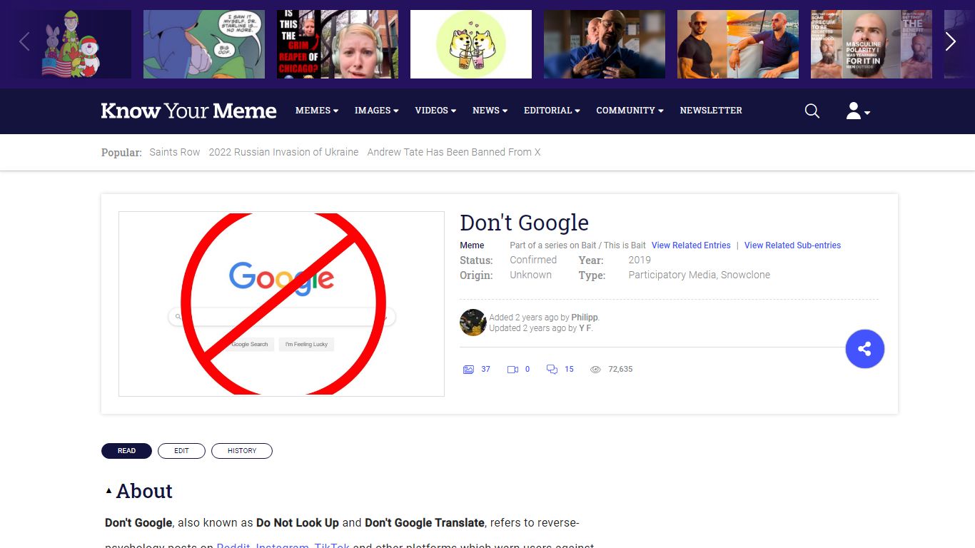 Don't Google | Know Your Meme